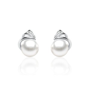 Cercei perle naturale albe din argint cu cristal DiAmanti SK18202E-W-G (Argint 925‰ 1,8 g.)